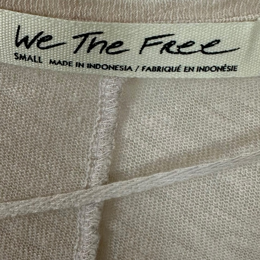 Free People Retro 70s Bohemian Bell Sleeve Neutral V Neck Top Small Linen NWT - Picture 11 of 15